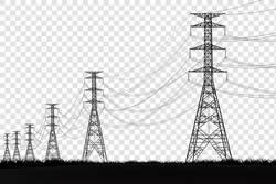 High Electric Tower Isolated On Transparent Background. Graphic Vector
