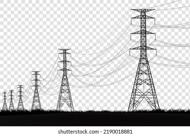 High electric tower isolated on transparent background. Graphic vector