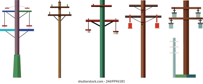 High electric tower isolated on white background