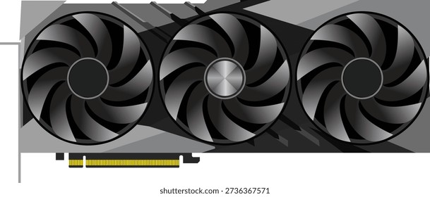 High end computer graphics card showcasing detailed cooling system and electronic architecture, suitable for technology, gaming, and high performance computing related visuals.