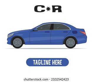 High End Design Luxury Car Illustration, Blue, Black, Vector Image .