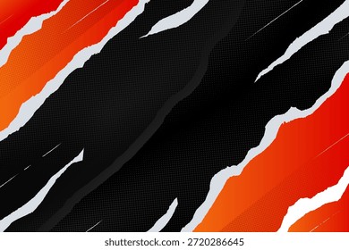 Um plano de fundo de alta energia com diagonais irregulares em vermelho, laranja e preto com texturas de meio-tom. Perfeito para pôsteres esportivos, jogos e designs de ação extrema.