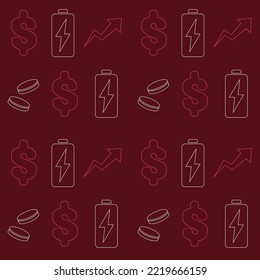 High energy bills pattern design, electricity crisis background template, household expenses icons, increasing fuel price vector, gas shortage illustration, surface wallpaper