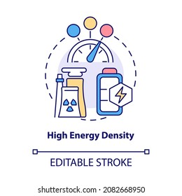 High energy density concept icon. Nuclear energy advantage abstract idea thin line illustration. Nuclear plants. Enhancing system functionality. Vector isolated outline color drawing. Editable stroke