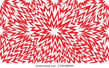 High Energy Red and White Jagged Starburst Radial Pattern