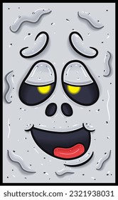 High Expression of White Ghost Face Expression Character Cartoon. Wallpaper, Cover, Label and Packaging Design. Vector Illustration