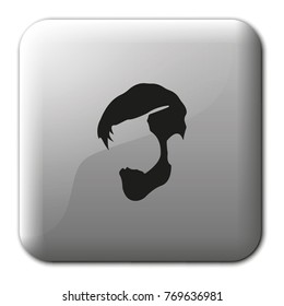 High fade side swept fringe hair style for men flat vector icon.