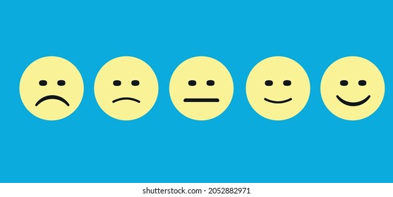 Puntuación de retroalimentación alta.Cara
Calificación de clientes y concepto de clasificación con símbolos emoticonos. Día mundial de la salud mental. Buena idea.