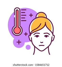 High fever color line icon. Flu symptom. A high body temperature. Helps the body fight infection. Pictogram for web page, mobile app, promo. UI UX GUI design element. Editable stroke.