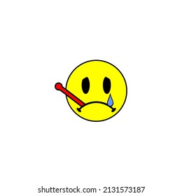 Icono de la cara enferma de fiebre alta. Recomendaciones para sitios web, marcas y proyectos de ilustración. ¡Simple vector!