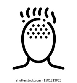 High Fever Temperature Man Head Silhouette Vector Icon Thin Line.  Contour Illustration