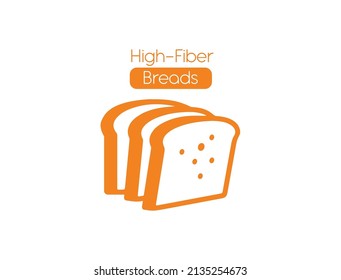 high fiber bread icon, logo vector illustration