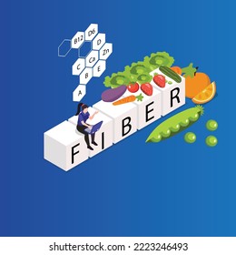 High fiber food for healthy nutrition and diet isometric 3d vector illustration concept for banner, website, illustration, landing page, flyer, etc.