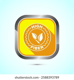 High fiber food icon design illustration. High fiber badge label vector design, Yellow shadow button design
