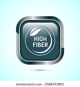 High fiber food icon design illustration. High fiber badge label vector design, Gray color square button design