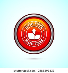 High fiber food icon design illustration. High fiber badge label vector design, Orange color round button design