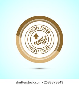 High fiber food icon design illustration. High fiber badge label vector design, Gold color button design