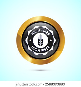 High fiber food icon design illustration. badge label vector design, Yellow color round button 