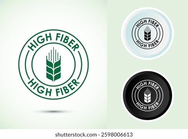 High fiber food icon design illustration. High fiber badge label vector design, Color black and white