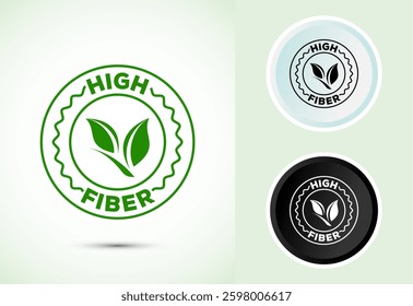 High fiber food icon design illustration. High fiber badge label vector design, Color black and white