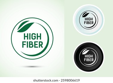High fiber food icon design illustration. High fiber badge label vector design, Color black and white