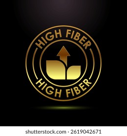 High fiber food icon design illustration. High fiber badge label vector design in gold color style