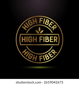 High fiber food icon design illustration. High fiber badge label vector design in gold color style