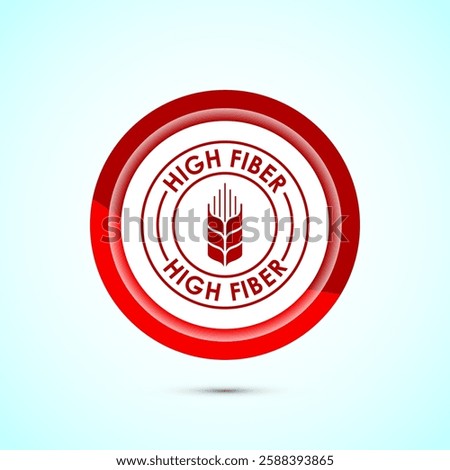 High fiber food icon design illustration. High fiber badge label vector design, Red color button design