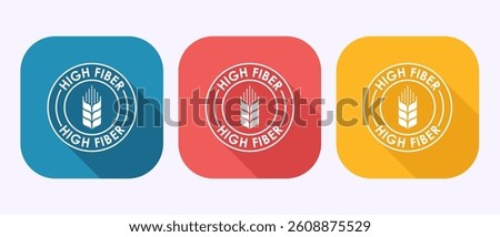 High fiber food icon design illustration. High fiber badge label vector in shadow button design