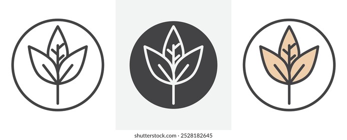 High fiber food icon Outline sign symbol set