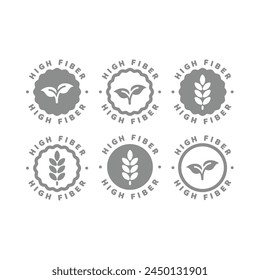 High fiber food vector label. Nutrition badge stamp.