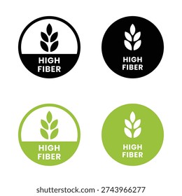 High fiber icon or High fiber label vector isolated in flat style. High fiber icon for product packaging design element. High fiber label for packaging design element.