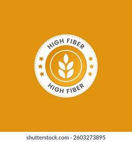 High fiber label or stamp vector isolated eps. High fiber icon for product packaging design element. High fiber label for packaging design element.