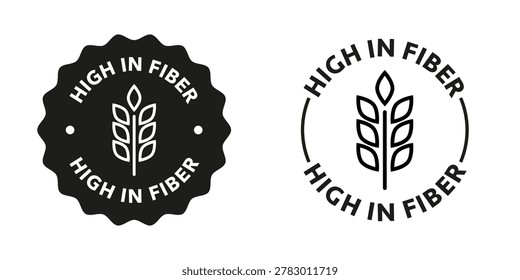 High in Fiber labeling vector stickers for food products.