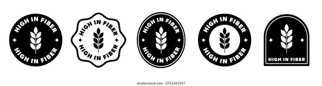 High fiber labels for packaging design. Vector food stickers.