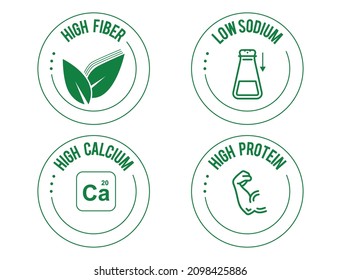 High Fiber Low Sodium High Calcium High Protein Icons 