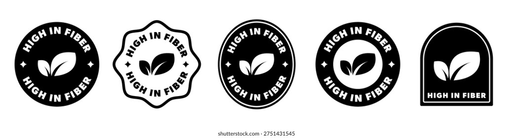 High in Fiber packaging stickers - vector design.