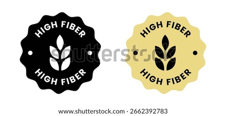 High fiber stamp sign vector isolated. High fiber icon for product packaging design element. High fiber label for packaging design element.	