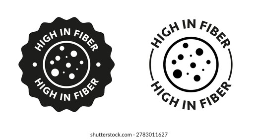 High in Fiber. Vector stamps for product information on packaging or box.