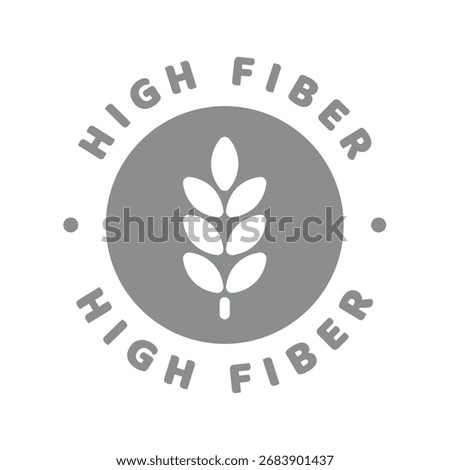 High fiber vector sticker. Nutrition, healthy eating label.