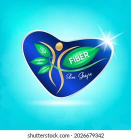 High Fiber and Vitamin, Foods make the body healthy slim Shape. Logo Products Template. Healthy nutrition and diet. Food rich fiber, beans and rice, broccoli and apple. Vector illustration