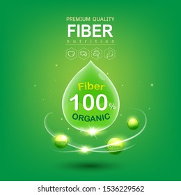 High Fiber and Vitamin in Organic Food  Vector Concept Logo on Green Background Template.