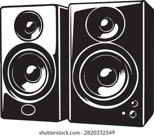 high fidelity loudspeakers studio monitors silhouette vector illustration