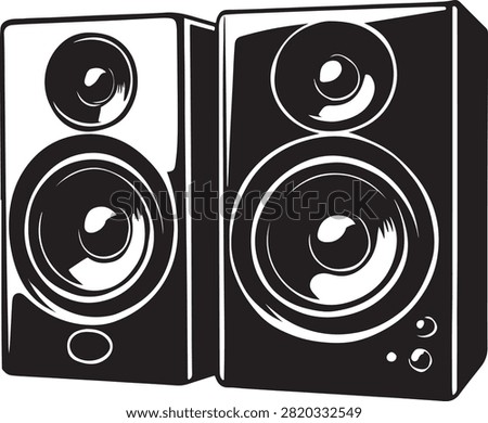 high fidelity loudspeakers studio monitors silhouette vector illustration