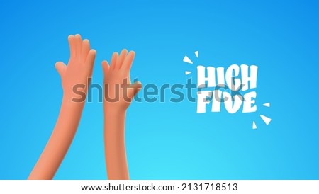 High five 3d cartoon hands vector illustration. Colleagues friendship. Teamwork business success Celebration of win 商業照片 © 