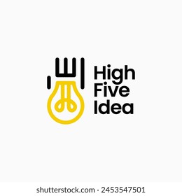 high five bulb idea think hand logo vector icon illustration