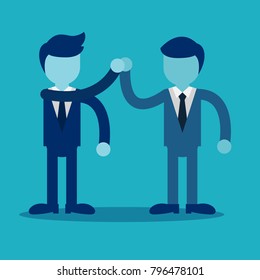 High Five Business Man and Woman Character Design. Vector Illustration