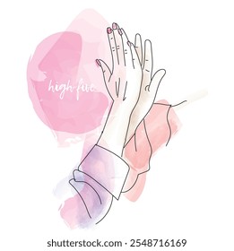 high five by two business people - vector illustration