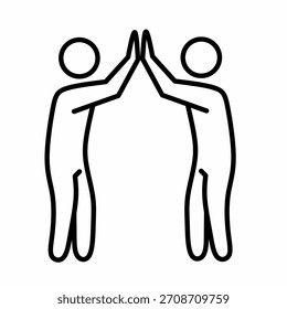 High five celebration line icon