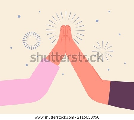 Image, Stock Photo two hands of a young girl with smooth skin